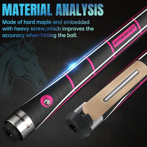 Carbon Fiber Pool Cue Stick 58" Professional Pool Sticks for Adults Full Carbon Technology Tacos De Billiar Low Deflection Billiard Pool Table Cues 3 Colors Available - color: Rose Red-H1