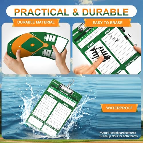 Baseball Lineup Board, Double-Sided Clipboard for Coaches, Dry Erase Lineup Boards, 3rd Generation Coaching Clipboard for Baseball, Softball, Portable and Efficient