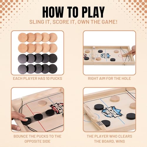 Fast Sling Puck Game - Super Winner Slingshot Puck Board Game - Sling It Shot 2 Player Hockey Table for Kids, Teen and Adults - Christmas Indoor Family Tabletop Games - style: 24 Inch Large