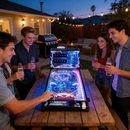Electronic Tabletop Pinball Game Retro Arcade Pinball Machine for Kids Portable Desktop Ball Shooting Toy with Scorer Light and Sound Birthday Party Gift