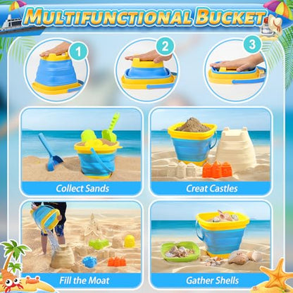 DISHIO Collapsible Beach Sand Toys Set for Kids Toss and Catch Ball Game Outdoor