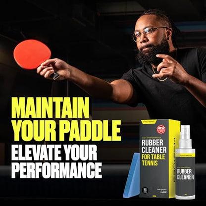 PRO-SPIN Table Tennis Rubber Cleaning Kit - Ping Pong Paddle Cleaner | 200ml Rubber Cleaner & Sponge Included | Eliminate Dirt & Dust | Optimal Spin & Control | Preserve Rubber