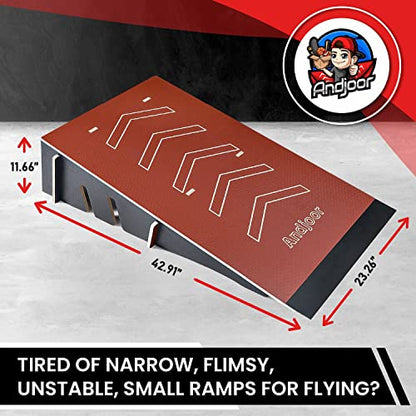 Kids Jumping Ramp for Skateboard, Bike, Scooter, BMX, RC Car and Dirt Bike, 42.91 in, Red - color: Red, size: L300