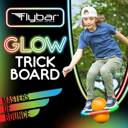 Flybar LED Pogo Trick Ball for Kids Balance Bounce Board w/Anti-Slip Deck - color: Retro Rocket