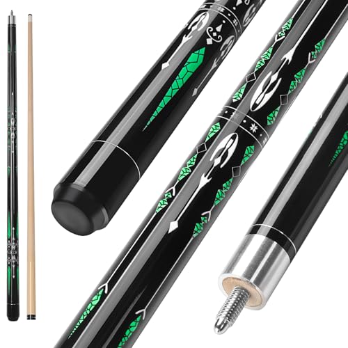 Pool Cue, 58" Billiard Cue Stick 2-Piece Maple Wood Pool Cue Stick 18 19 20 21oz for Bar House Pool Table Sports - color: Green 20oz