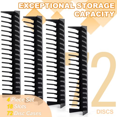 4 Pack Video Game Case Storage Wall Mount - Holds Up to 72 Disc Boxes,Metal Wall Mounted Game Case Holder for PS,DVD,Xbox Game Organizer