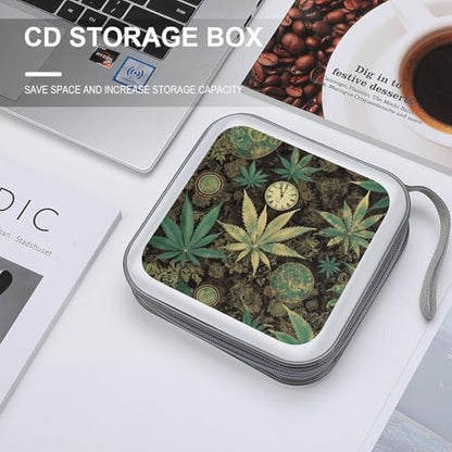 A Puff in Time Weed Marijuana Portable CD Case Holder,DVD Wallet Holder 40 Capacity CD Cases Storage DVD Book Binder for Car Home Travel - color: A Puff in Time Weed Marijuana