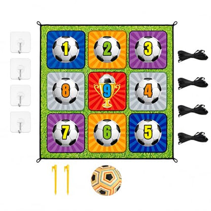 Tacky Practice Mat Target Game, Childrens 150x150cm, Soft Material Soccer Practice Mat for Kids 7-14 Years, Indoor Outdoor Soccer Set