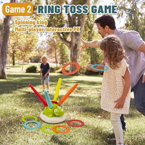 3-in-1 Dinosaur Rocket Launcher, Ring Toss & Musical Jumping Toy for Kids Aged 3-8 , Remote Control Outdoor & Indoor Toys for Boys and Girls , Birthday Gift for Boys & Girls Ages 4-8