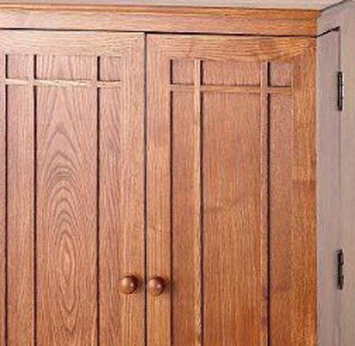 Leslie Dame Solid Oak Multimedia Storage Cabinet with Classic Mission Style Doors, Dark Oak - color: Dark Oak