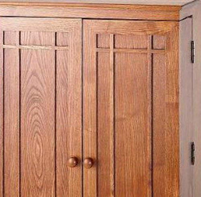 Leslie Dame Solid Oak Multimedia Storage Cabinet with Classic Mission Style Doors, Dark Oak - color: Dark Oak