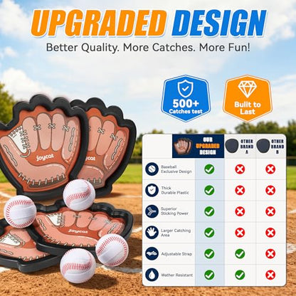 JoyCat Toss and Catch Ball Game for Kids — Sticky Catching Ball Set, Soft Balls & Plastic Paddles, Outdoor Toddler Baseball Toy for Beach Backyard Camping, Boys Girls Ages 3-12