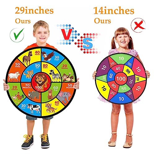 Dart Board for Kids Ages 4-8 - 29" Double-Sided Dart Board with Sticky Balls and Darts,Boys Toys for Ages 8-13,Valentines Day Gifts for 7 8 9 10 11 12 13 14 Year Old, Indoor/Outdoor Party Game Toys