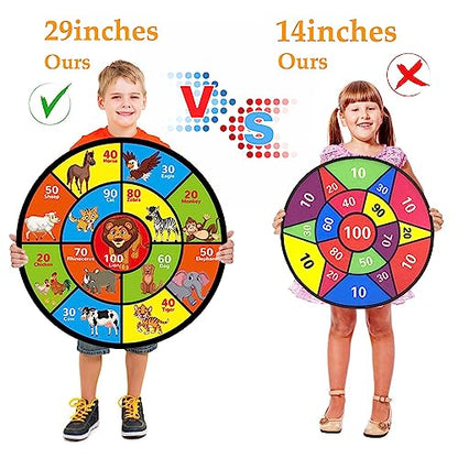 Dart Board for Kids Ages 4-8 - 29" Double-Sided Dart Board with Sticky Balls and Darts,Boys Toys for Ages 8-13,Valentines Day Gifts for 7 8 9 10 11 12 13 14 Year Old, Indoor/Outdoor Party Game Toys