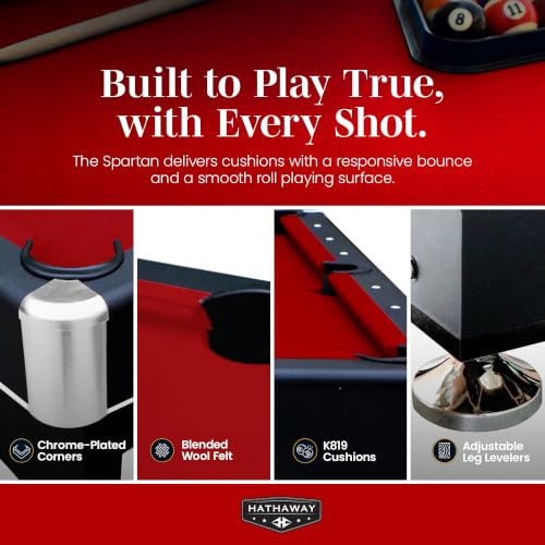 Hathaway Spartan 6 Ft Pool Table, with Ping Pong Multi Game Combo Tables for Family Recreation Game Rooms - Includes Billiard Balls, Cues, Paddles, Brush & More