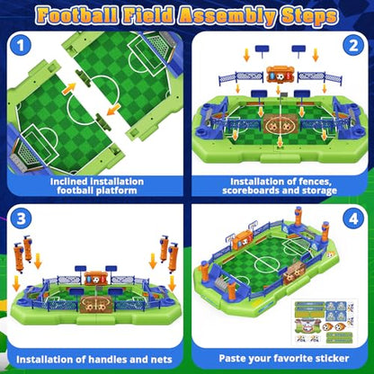Fortand Mini Foosball Table Soccer Board Games for Kids Ages 3-12 | Two-player Tabletop Soccer Game with 4 Flipper Controls 2 Balls Score Counter Goal Bells for Family Play, Gift for Boys Girls