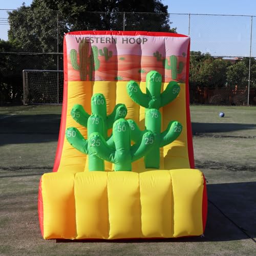 4 in 1 Inflatable Carnival Game Inflatable Sport Games Multi Sports Play Ring Toss Basketball Hoop Game for School Playground/Family/Team - style: Western hoop