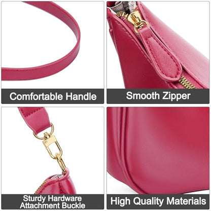 KKXIU Shoulder Bag for Women Cute Hobo Purses and Handbags Retro Clutch Underarm Purse | Cute - color: Rosered