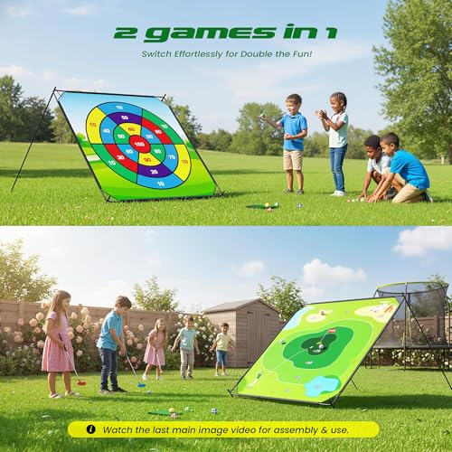 58" x 58" Battle Golf Chipping Game - 2-in-1 Sticky Golf Game Set, Large Chipping Mat with 20 Sticky Balls for Chipping Practice - Fun Family Party Game for Indoor and Outdoor Use - size: 58" x 58" Standard Set