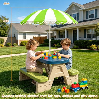 Water Table Umbrella, UV Protection Beach & Picnic Table Umbrella, Heavy Duty Portable Outdoor Shade for Sand Play, Camping, Garden & Backyard. - color: Green-umbrella
