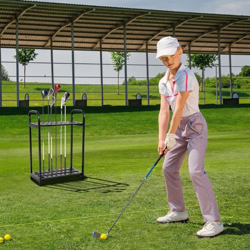 Hicarer 27 Hole Golf Club Holder Metal Golf Club Organizer Stand Rack Putter Stand Display for Indoor and Outdoor Use Home, Black - style: 27 Hole