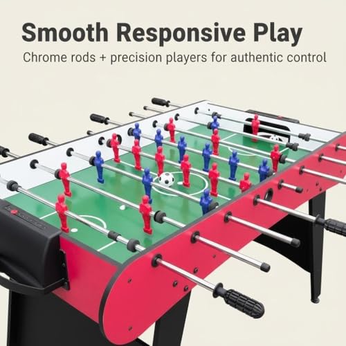 48'' Soccer Table, Large Size Foosball Game Table for Adult, Football Table with Cup Hloders & Sturdy Leg for Game Rooms & Parties, Red - size: 48''-Soccer Table Red