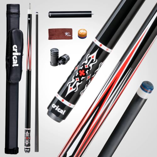 CRICAL Carbon Fiber Pool Cue Stick 58" Billiard Cue Sticks Professional Low Deflection Pool Sticks with 3/8 * 8 Pin Joint and 12.5mm Tip - color: 019-Pro3 set
