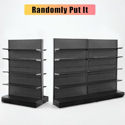 Eastern Tree Pegboard Display Stand, 4x6.5 Feet Gondola Retail Shelving Wall Display for Convenient Grocery Office Supply or Retail Stores, Standing Peg Board Display Rack with 30 Hooks, No 4 Shelves - size: 1 Unit 4 x 6.5 Feet
