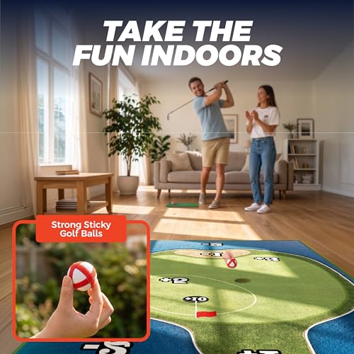 TOY Life Golf Chipping Game Set –Golf Sticky Battle Mat with 20 Sticky Balls & Hitting Mat, Fun Backyard Chip Game for Adults & Kids, Indoor/Outdoor Play - style: Golf Island Style