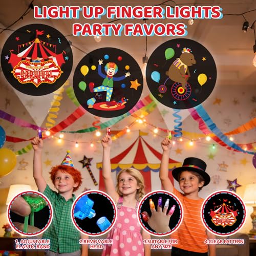 36 Pack Circus Party Favors for Kids, Light up Finger Lights Carnival Theme Birthday Party Supplies, Classroom Treasure Box Rewards, Goodie Bag Stuffers - style: Circus