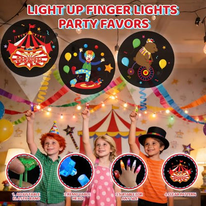 36 Pack Circus Party Favors for Kids, Light up Finger Lights Carnival Theme Birthday Party Supplies, Classroom Treasure Box Rewards, Goodie Bag Stuffers - style: Circus