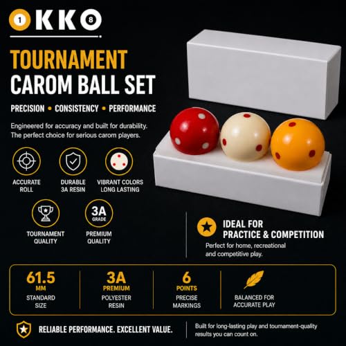 OKKO Tournament Carom 3-Cushion Ball Set 61.5 mm