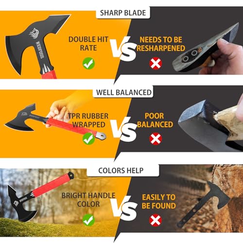 NedFoss Bear Throwing Axe Set with TPR Handle, 11.7“ Full Tang Throwing Axes for Axe Throw, Throw Game for Recreation and Competition - style: Throwing, axe throwing game for backyard,axe throwing game, ax throwing game set for adults,axe throwing set,out
