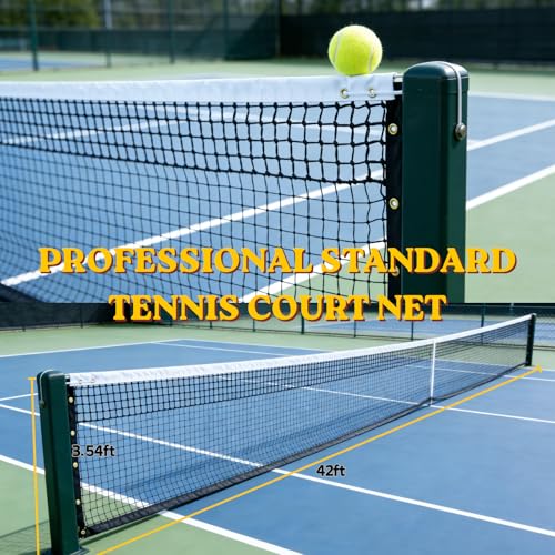 Professional Tennis Net 42ft x 3.5ft – Machine-Woven Double Layer, 3.0mm Twisted PE, 4.5cm Mesh, UV/Waterproof, 6mm Steel Cable – Complete Kit for Court, Backyard or Driveway
