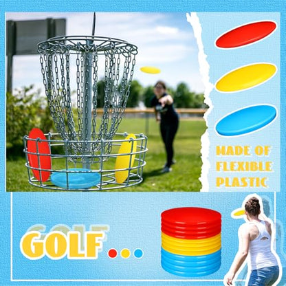 WinnerWhy 24 Pack Disc Golf Set, Disc Golf Starter Set for Beginners with Putter,mid-Range and Driver for Outdoor and Backyard,Comfortable Plastic, DIY Your Discs
