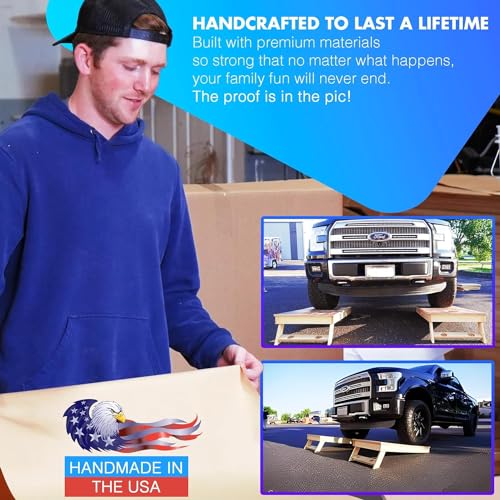 Wood Grain Series - Premium Cornhole Boards w Cupholders and a Handle - Includes 2 Regulation 4' x 2' Cornhole Boards w Premium Birch Plywood and 8 Cornhole Bags - style: 1459