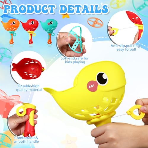 Arrowbash Set of 8 Flying Disc Launcher Toys Bulk Toys for Kids Include String Launchers & Discs Manual Capture Catching Game Flying Toy for Boy Girl Birthday Party Favors