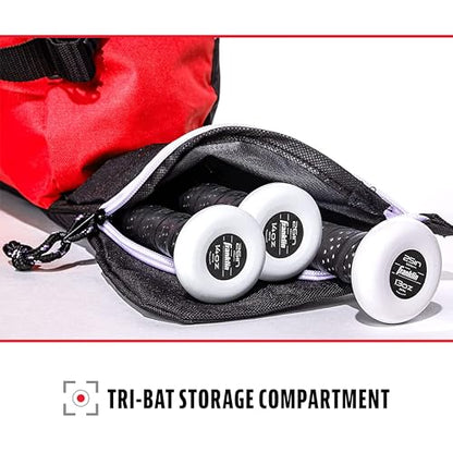 Franklin Sports Youth Baseball + Softball Bat Bag - Boys + Girls Tee Ball, Softball + Baseball Bag for Kids - color: Red