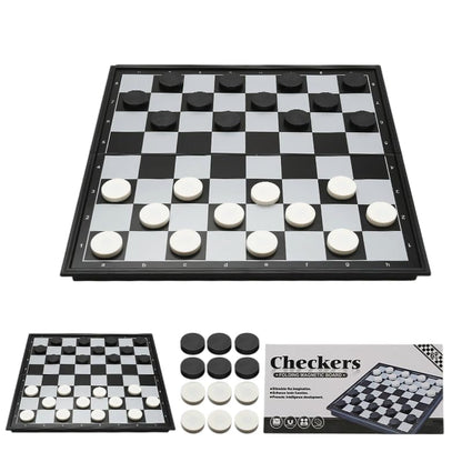 1 Pcs 5 in 1 Magnetic Foldable Board Game Set, Flying Chess Ludo Checkers Backgammon, Portable Travel Family Tabletop Game（Magnetic Attraction of the Checkers Board）