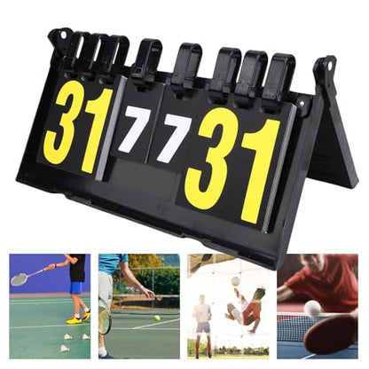 Tabletop Scoreboard 4 Digit Portable Flip Score Keeper Sturdy Construction Secure Fastening Flexible Card Replacement Space Saving Design Versatile Scoring System for Table Tennis