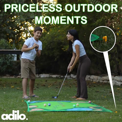 Golf Chipping Game Mat with Target, Hitting Mat, Practice Mat Outdoor & Indoor Golf Games for Kids & Adults,Sticky Score Playing Club & Balls for Backyard Garage Home Game