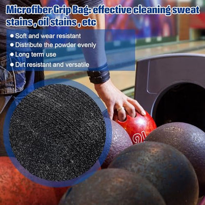 Lewtemi Microfiber Ultra Dry Bowling Grip Ball, 2 Pcs Microfiber Bowling Rosin Bags for Hands for Golf Lifting Rock Climbing Tennis Gymnastics - color: Black