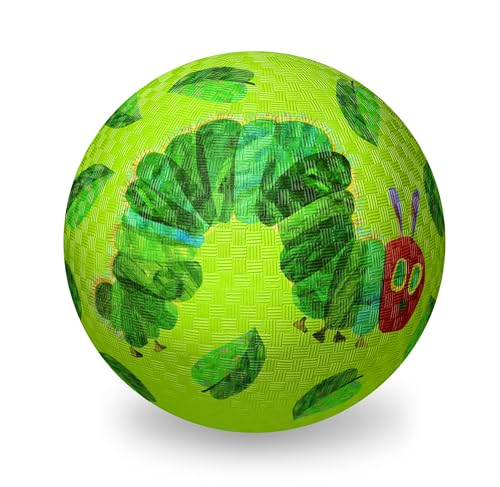 Crocodile Creek Playground Ball - Durable Rubber Ball for Kids Ages 3 and Up - Bouncy Inflatable Ball for Kickball, Indoor Games, and Outdoor Sports - PVC-Free - color: The Hungry Caterpillar, size: 7 Inch