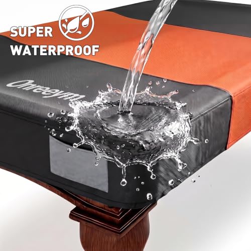 Oreenym Pool Table Cover 9FT, Billiard Tables Cover with Storage Pocket | Heavy Duty 600D Oxford, Waterproof & UV Resistant, Tear & Scratch Resistant, Easy to Clean - size: 9ft - 112"L x 62"W x 8''H