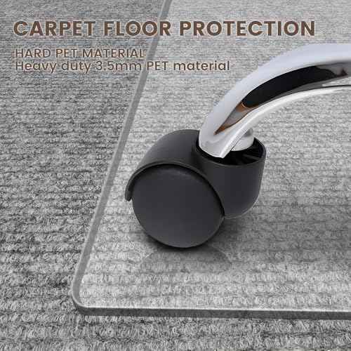 Office Chair Mat for Carpet, 48"x36", Transparent, 0.14" Thick, Heavy Duty, Flat Shipping, Protects Carpets & Hardwood Floors - size: 48“x36”×1/7“(1Pack)