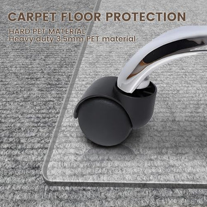 Office Chair Mat for Carpet, 48"x36", Transparent, 0.14" Thick, Heavy Duty, Flat Shipping, Protects Carpets & Hardwood Floors - size: 48“x36”×1/7“(1Pack)