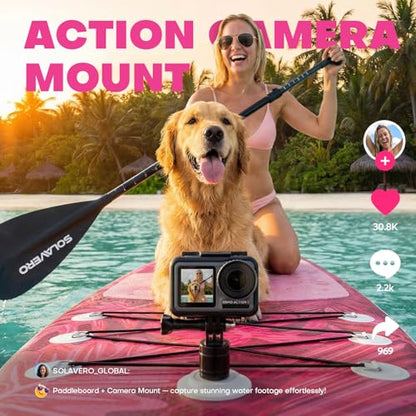 SOLAVERO 10'6" Inflatable Paddle Board for Adults, Stand Up Paddle Board with Premium SUP Accessories,Anti-Slip EVA Deck for Youth & Adults of All Skill Levels - color: Tropical Pink