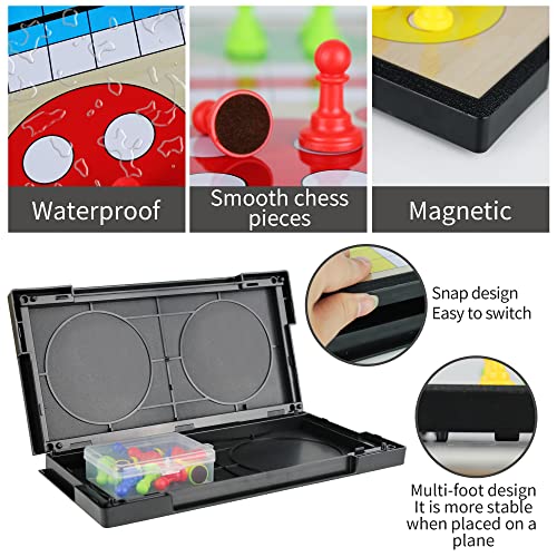 KIDAMI Ludo Magnetic Board Game Set, Children’s Family Ludo Learning Game for Kids and Adults（11.2X11.2 in ）