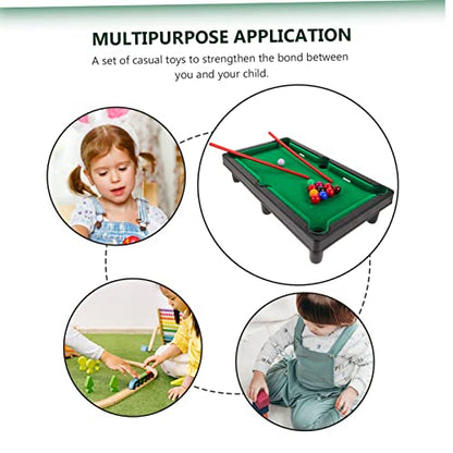 VICASKY Miniature Pool Table Portable Desktop Mini Billiard Game for Family Fun Hand Eye Coordination Fine Motor Skills Development Includes Balls Cues and Table Accessories