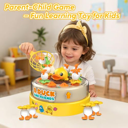 B.Duck Board Games for Kids, B.Duck Bounce and Catch Duck Game Toys for Toddler, Jumping Ducks Game Toys, 2 Players Handheld Interactive Toy for Boys Girls, Family Board Games, Birthday Gifts.